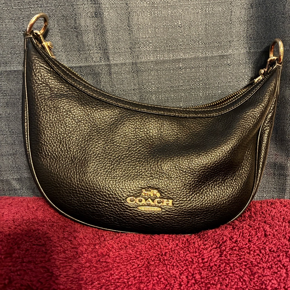 SOLD!!! Coach Black Pebbled Leather Shoulder Bag